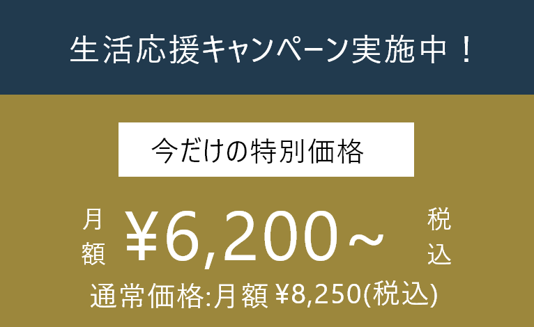 生活応援キャンペーン実施中！今だけの特別価格通常価格税込8250円から特別価格税込6200円